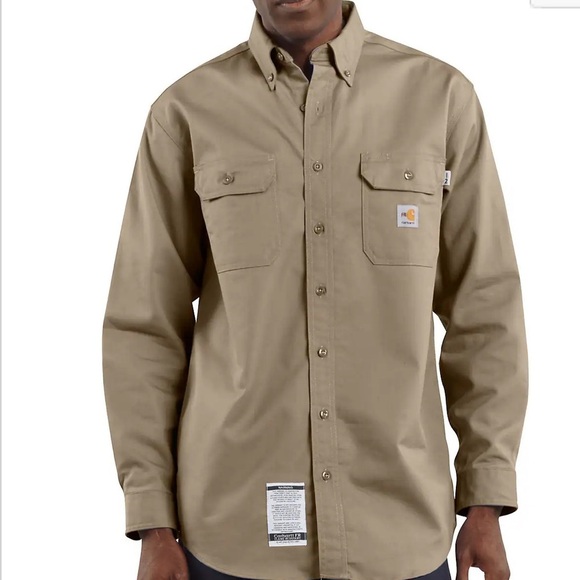 Carhartt Tops - WOMEN'S FLAME RESISTANT twill long sleeve shirt Khaki